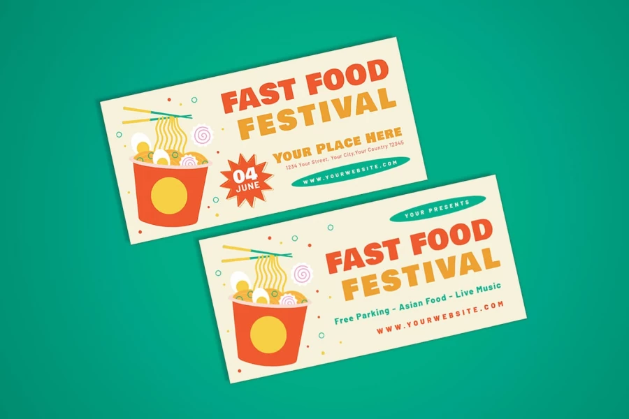 قالب لایه باز کارت تبلیغاتی جشنواره غذا