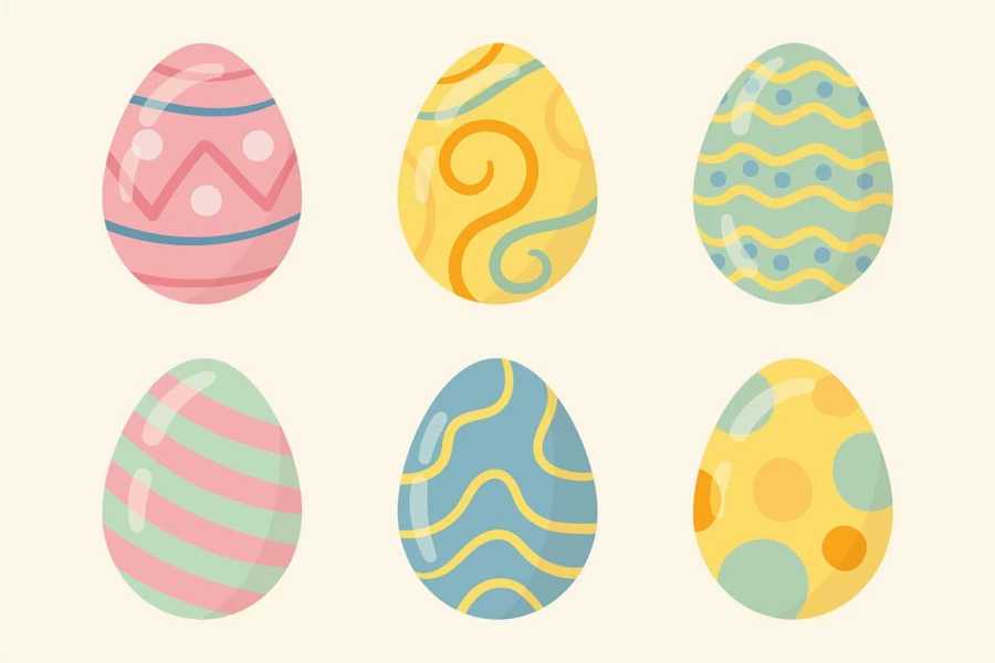 مجموعه وکتور خرگوش صورتی و تخم مرغ ویژه عید پاک