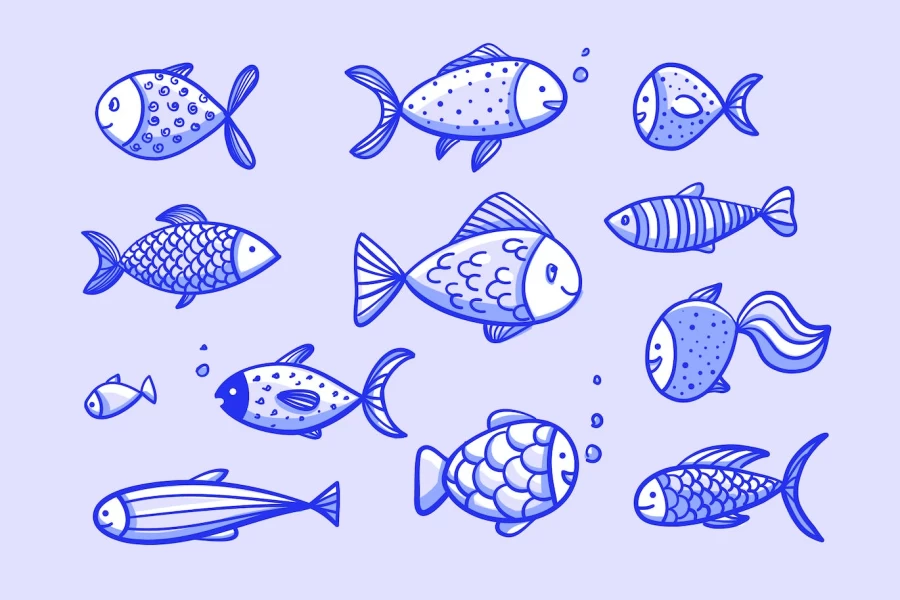 وکتور ماهی های کارتونی گوناگون