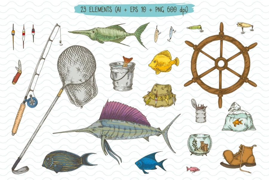 مجموعه المان های ماهیگیری