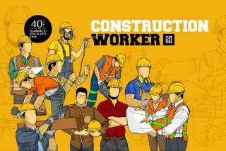 وکتور کارگران ساختمانی و ابزار آلات ساختمانی