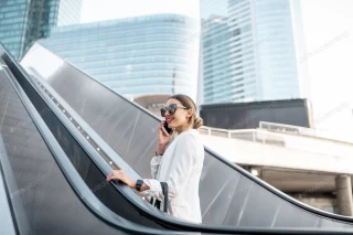 عکس استوک زنی روی پله برقی در مرکز تجاری