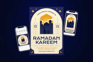 قالب آماده پوستر مخصوص ماه رمضان با طرح مسجد
